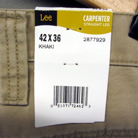 LEE Carpenter Straight Leg Pants. 2 Pair one NWT and one NWOT. Size 42 x 36. - Picture 11 of 12